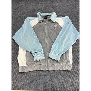 Vokal Velour Tracksuit Set Mens XL Grey Blue White Vintage Y2K Zip Jacket Pants